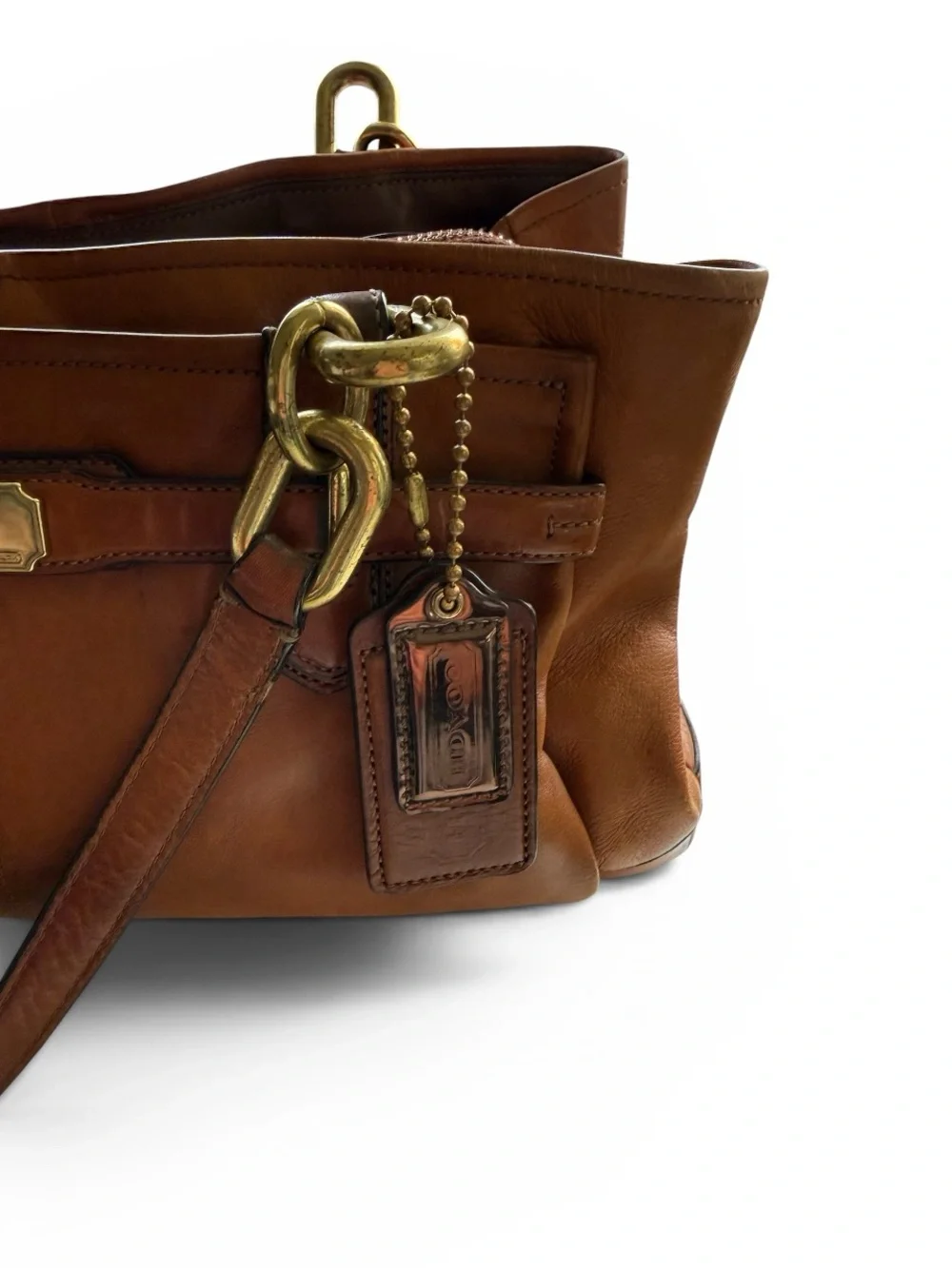 Coach Kristin Leather Tote 17811 Cognac Glove-Tanned Leather Brass Hardware